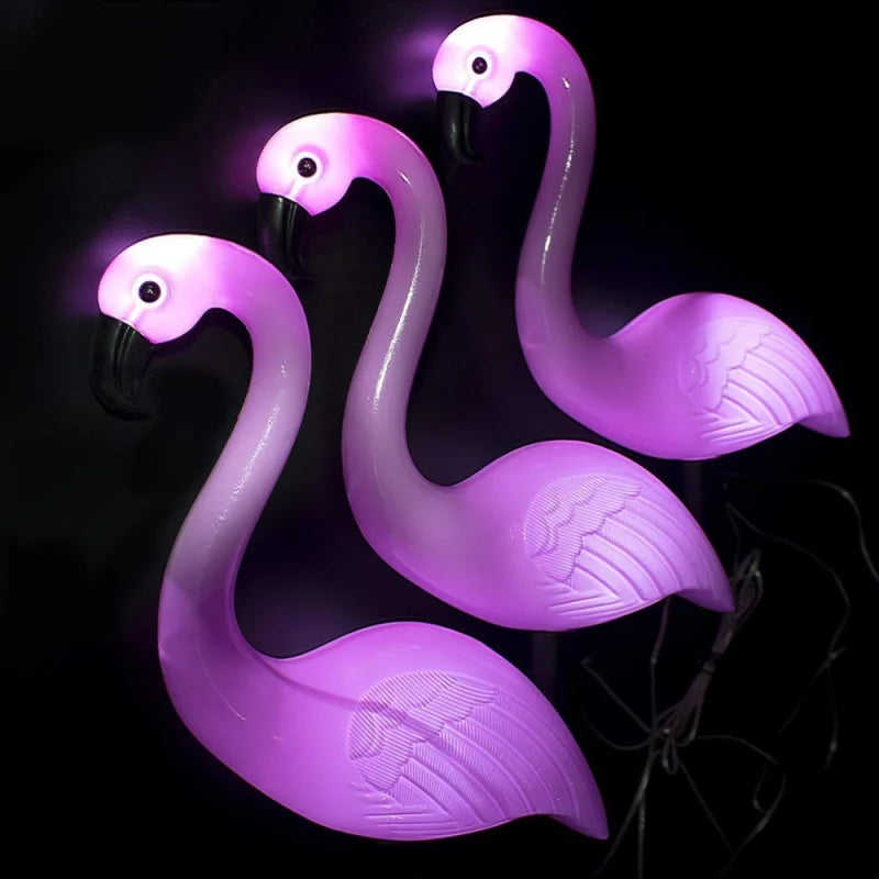 lampes solaires décoratives flamant rose pour extérieur et jardin