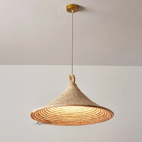 suspension minimaliste style japonais vintage en rotin