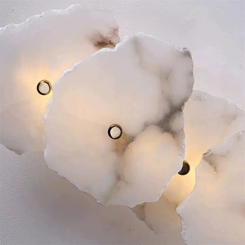 Applique murale moderne en laiton LED longue lampe en marbre naturel 	 de luxe éclairage applique chambre salon salle à manger couloir lumière