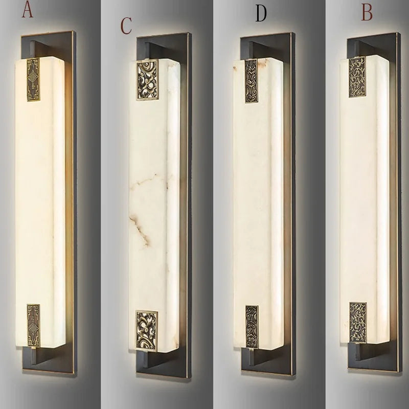 applique murale moderne en marbre chinois avec nœud et lumière led