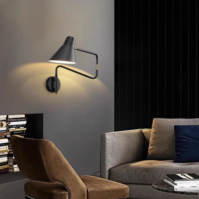 applique murale moderne à bras rotatif et pliable pour lecture