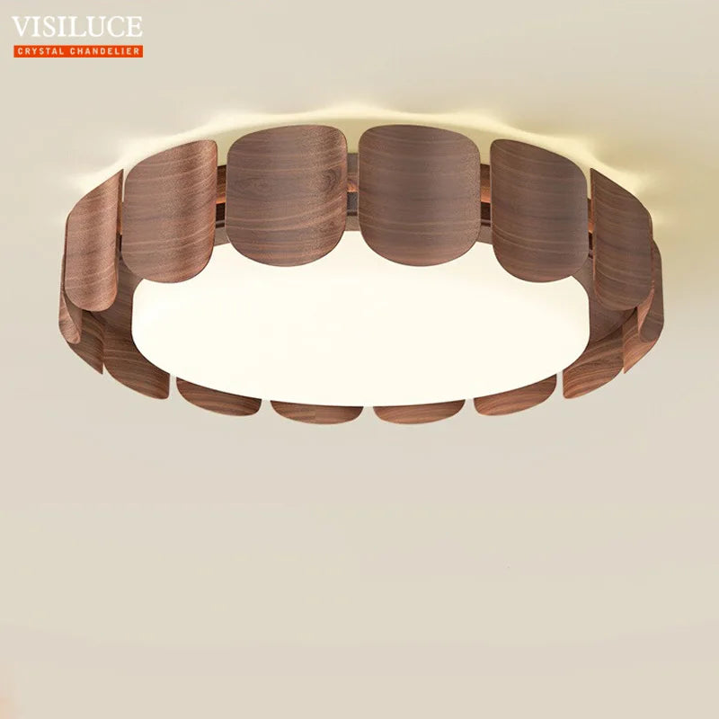 plafonnier moderne wabi-sabi en bois pour intérieur design