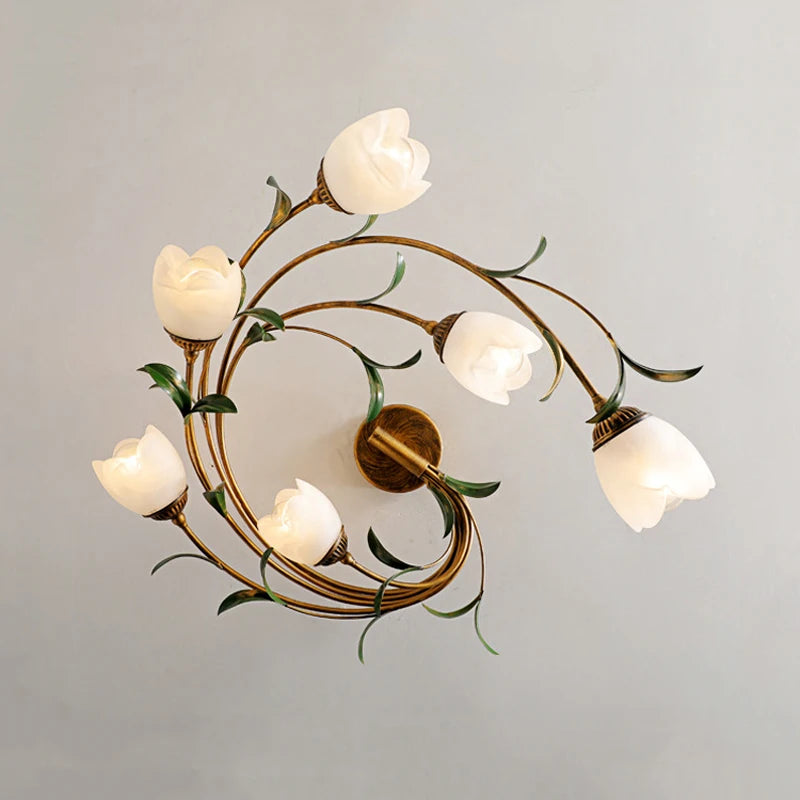 Plafonnier fleurs verre pastoral nordique led viridiplantae