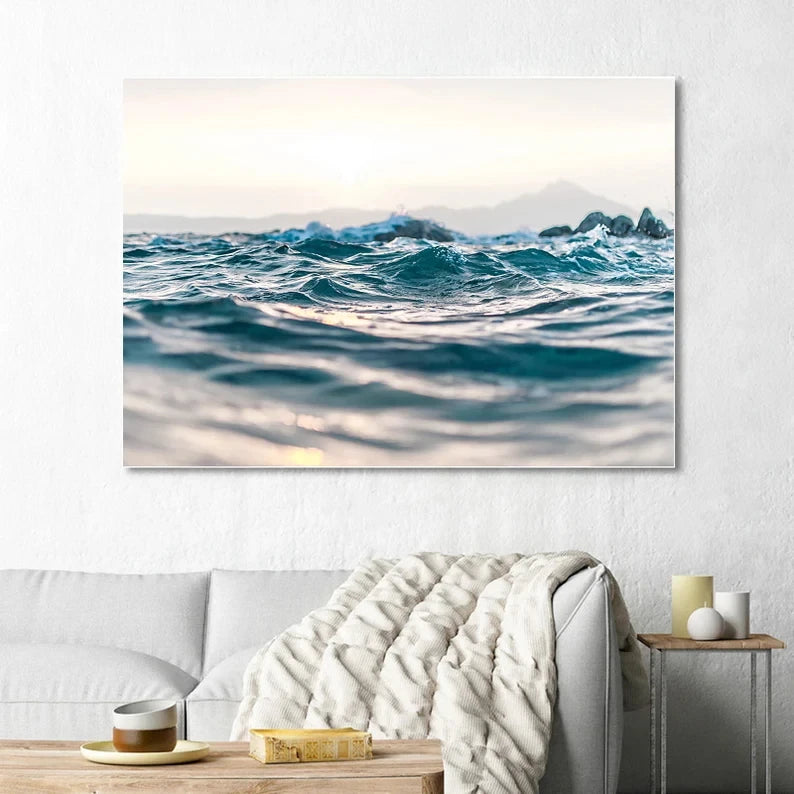affiche photographique de vagues océan paysage marin décor mural