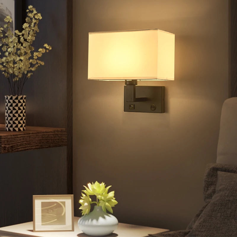 Applique murale Led avec abat-jour en tissu