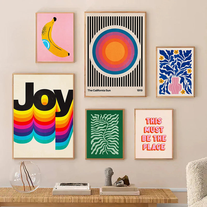 affiches rétro de fleurs et chiens pour décoration murale