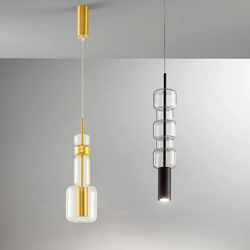Suspension moderne en verre et métal doré pour divers usages