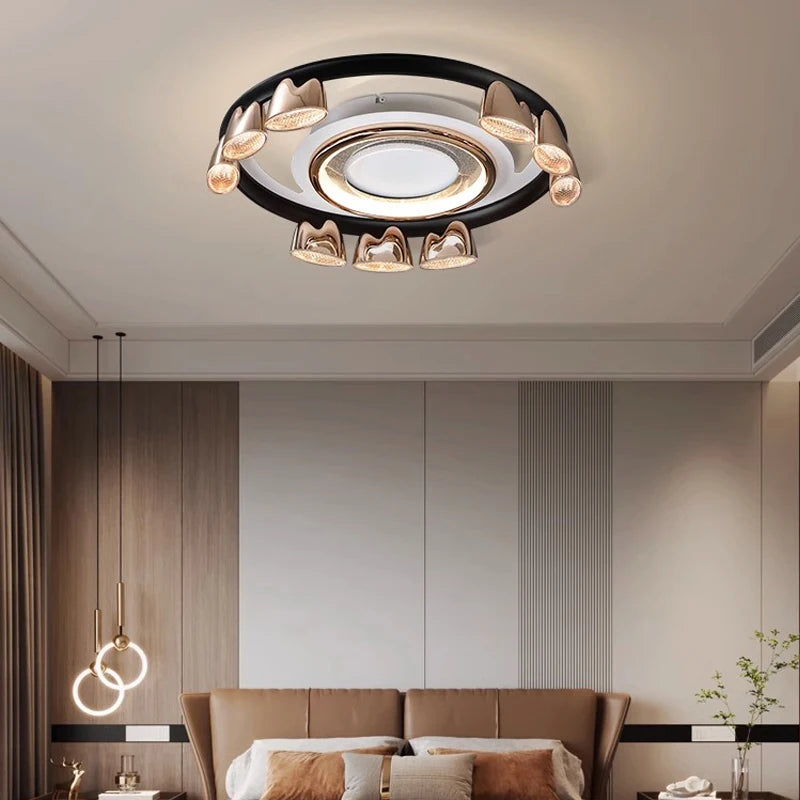 lustre circulaire led contrôle mural ou télécommande postmodern