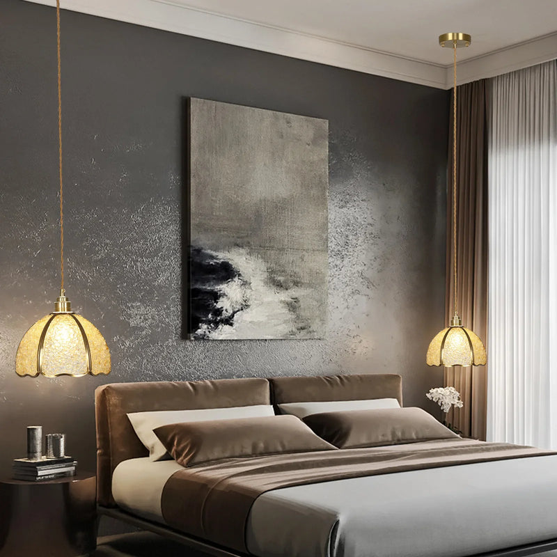 Suspension de luxe en cuivre et cristal naturel led
