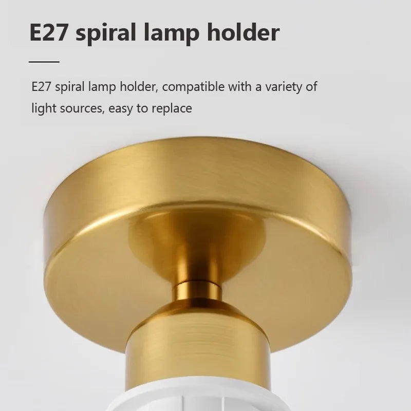 Plafonnier LED en verre nordique rétro crème décor lampe or E27 éclairage pour allée couloir salon luminaires d'intérieur Lustre