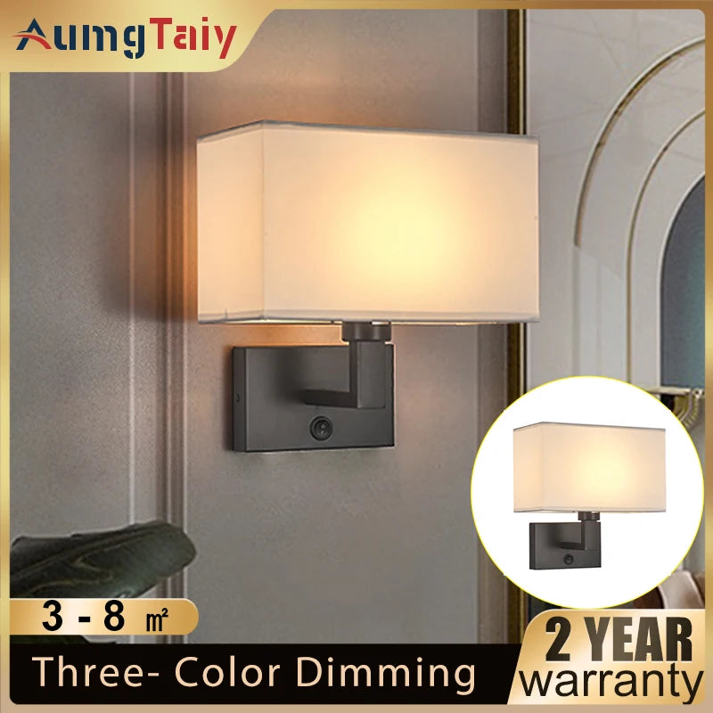 Applique murale Led avec abat-jour en tissu