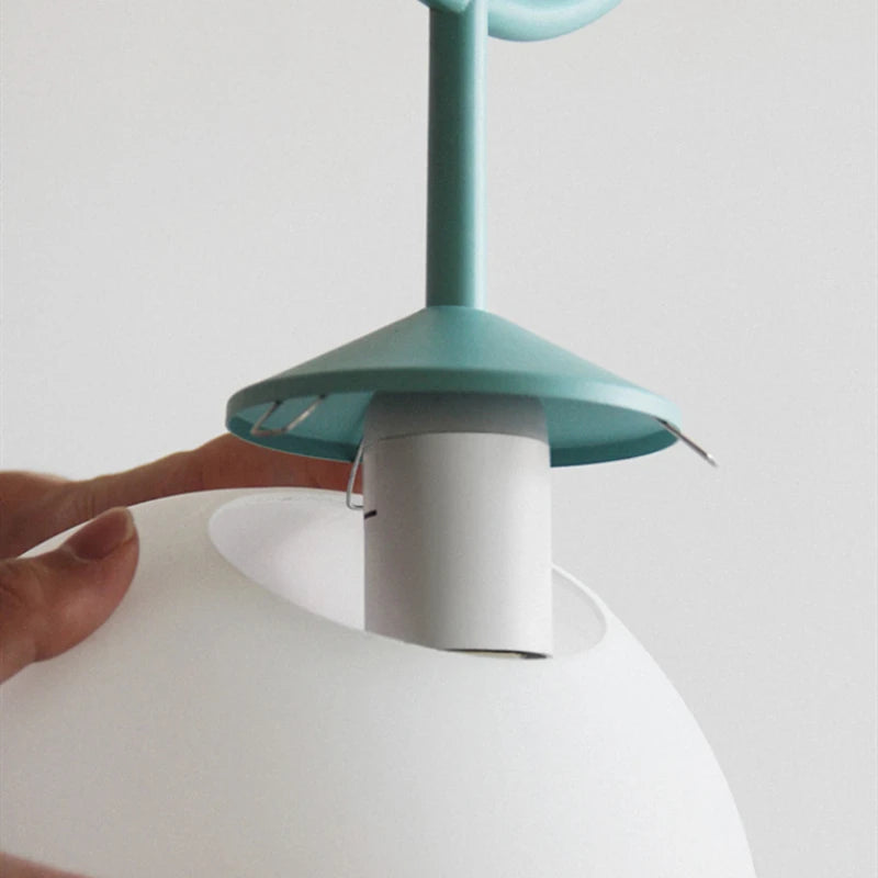 suspension modernes en fer macaron led boule de verre