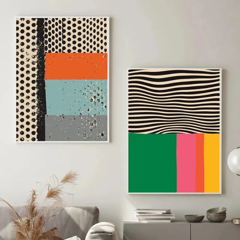 reproduction d'art abstrait coloré sur toile pour décoration intérieure