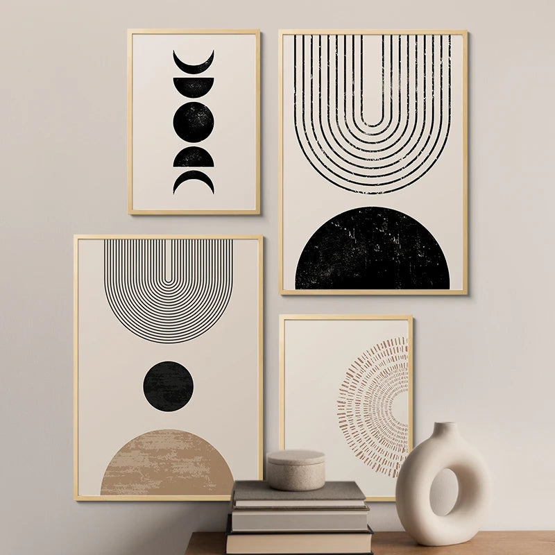 peinture abstraite moderne lignes géométriques pour décoration murale