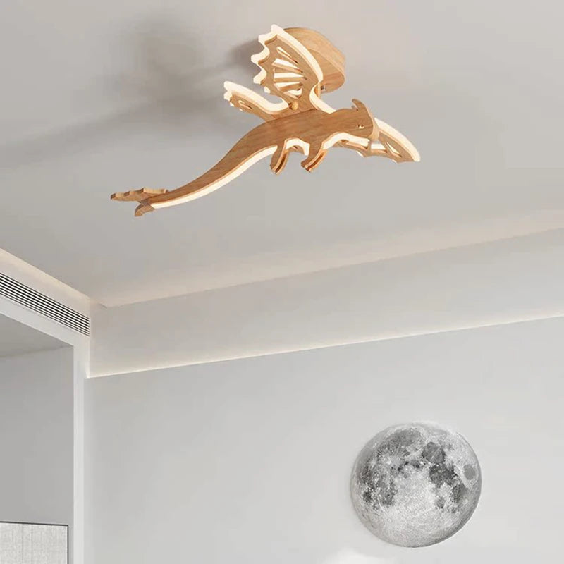 lustre dinosaure en bois pour chambre enfant et salle de jeux