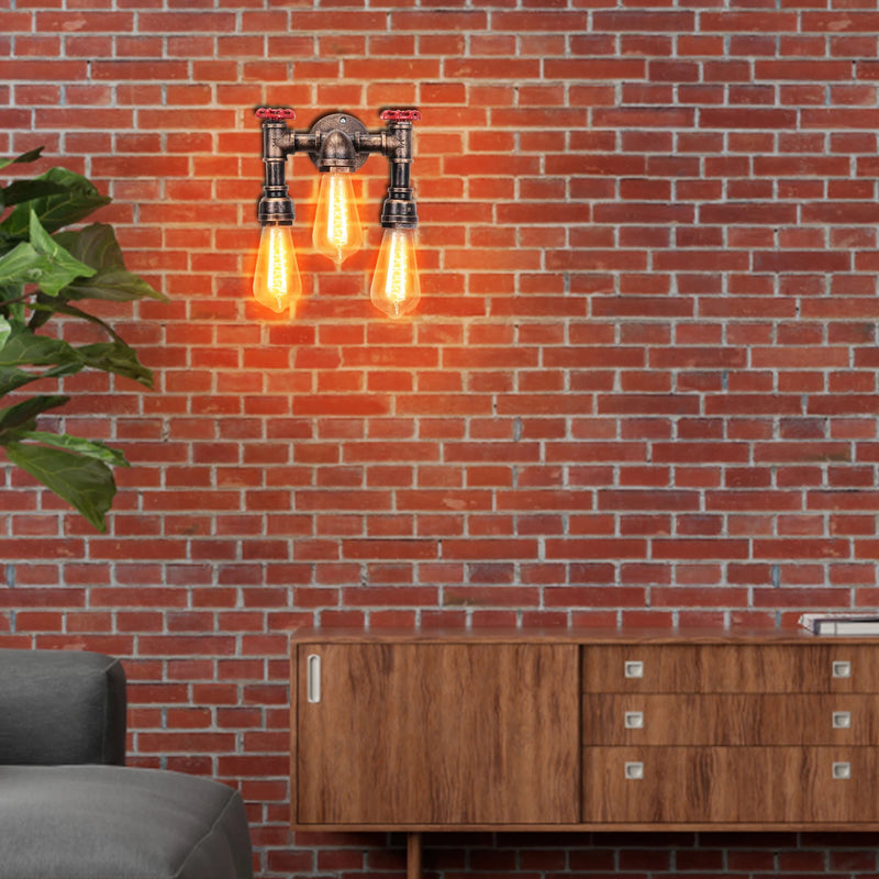 applique murale vintage steampunk en fer avec tuyau d'eau