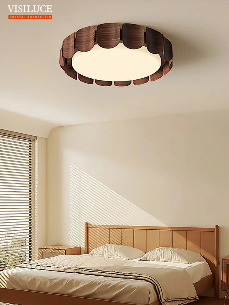 plafonnier moderne wabi-sabi en bois pour intérieur design