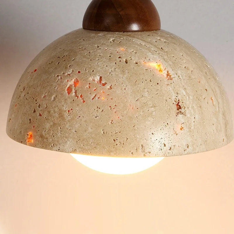 lustre en bois avec suspension et éclairage led
