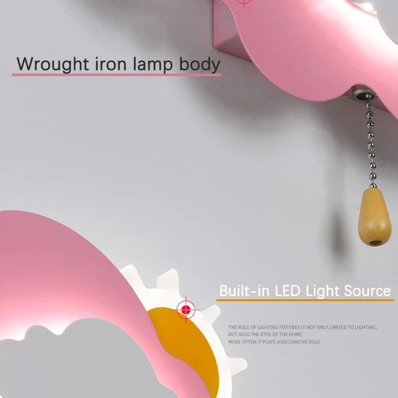 Applique murale de chevet murale en forme de nuage pour enfants minimaliste moderne