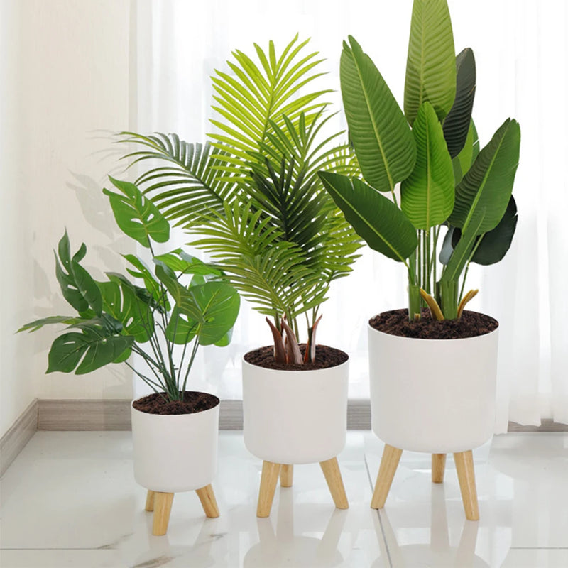 pot de fleurs rond sur pied avec arrosage automatique et drainage
