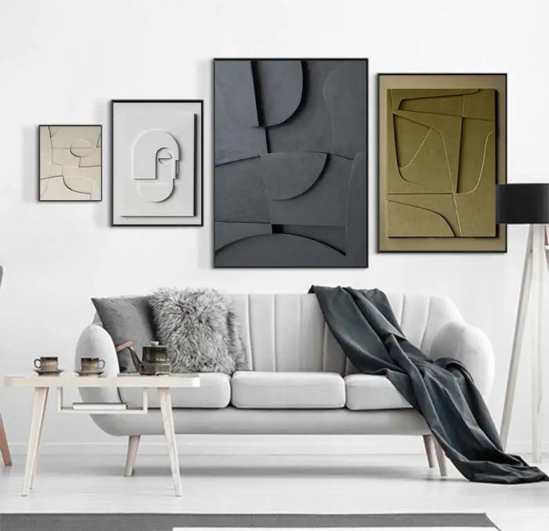 peinture géométrique abstraite effet 3d décoration murale nordique