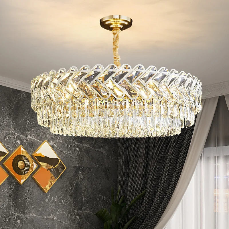 Moderne luxe cristal Led lustres salon décor Led Suspension lampe salle à manger Villa Suspension Luminaire Luminaire
