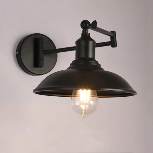 applique murale rétro américaine à bras pliant en fer antique