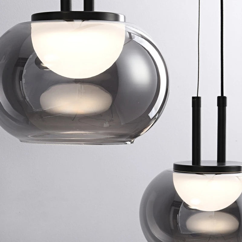 Suspension en verre gris fumé