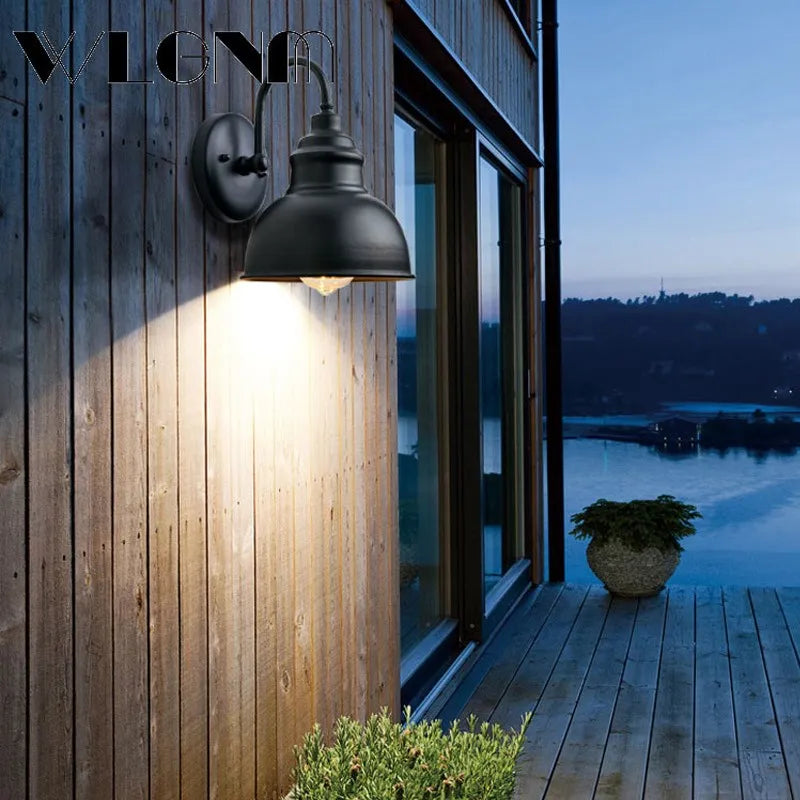 Applique murale extérieure rétro étanche pour jardin porche allée escalier cour balcon Villa Vintage fer applique lampe éclairage