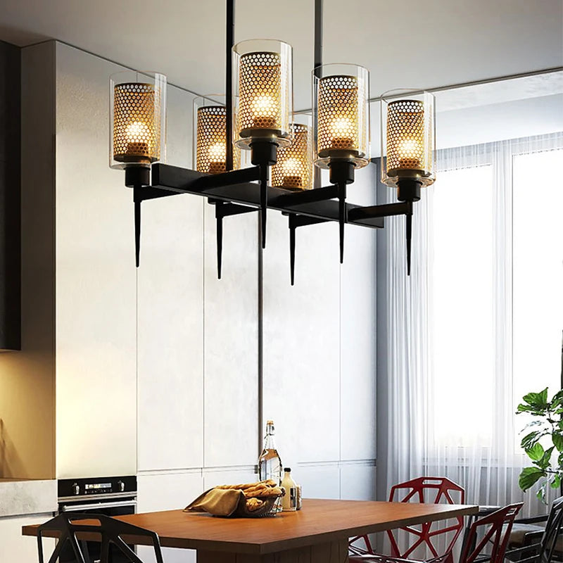 lustre industriel rétro nordique led pour décoration restaurant bar