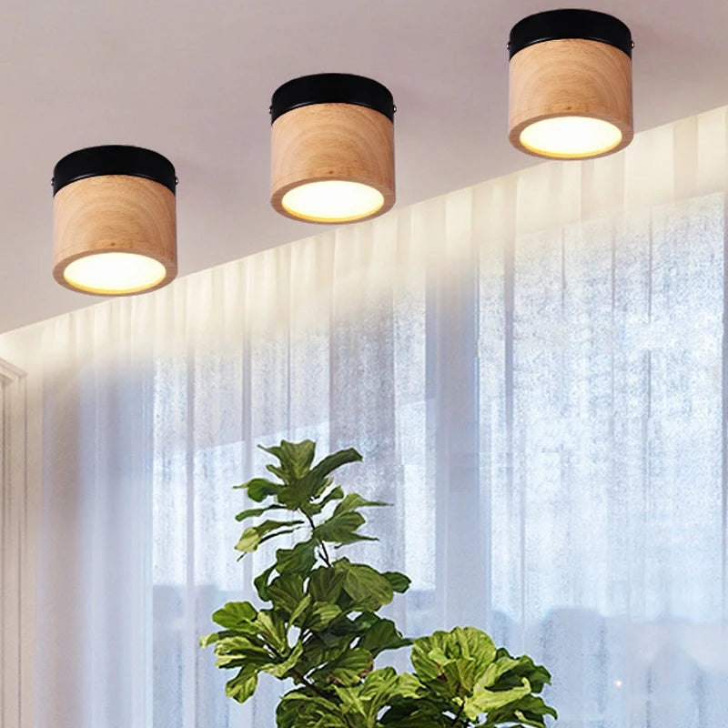 plafonnier à led en bois nordique moderne pour intérieur design