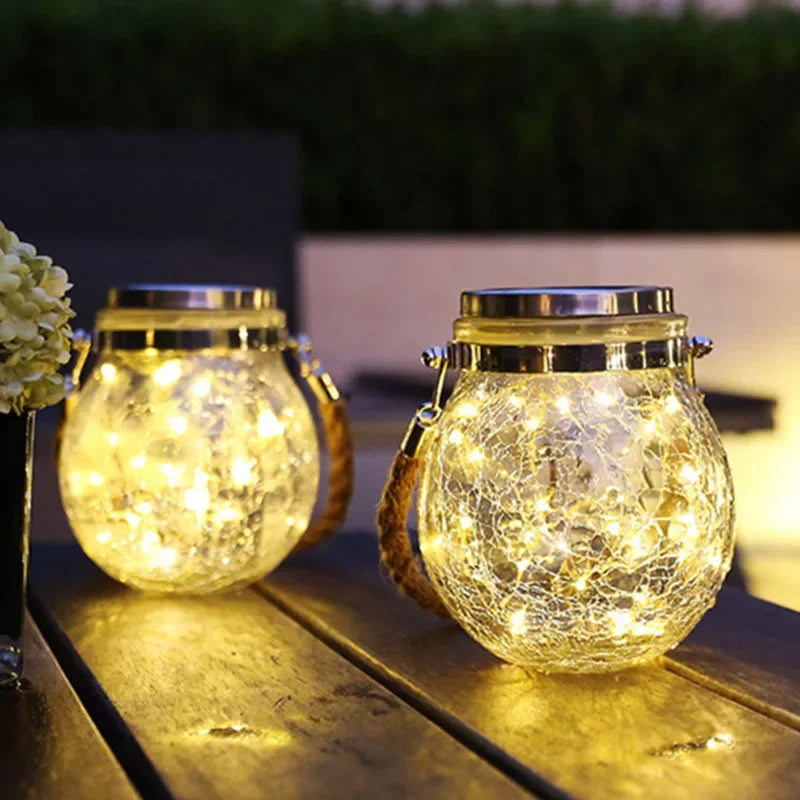 guirlande lumineuse solaire en forme de pot mason décorative pour extérieur