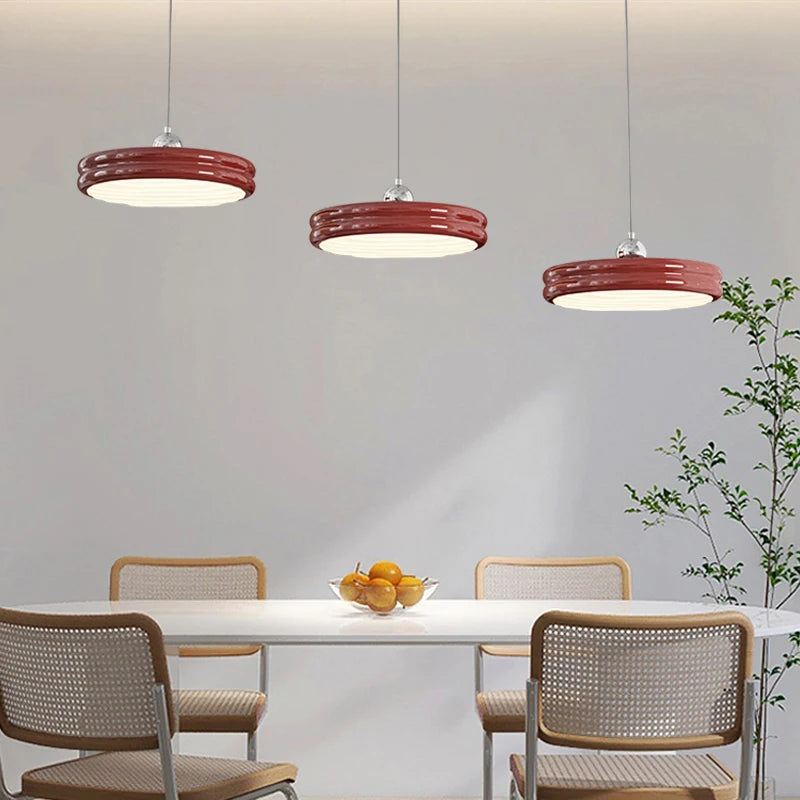 Suspension de luxe moderne dimmable avec abat-jour circulaire en fer
