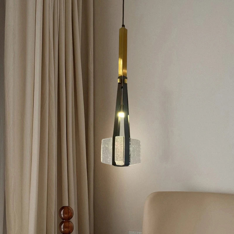 lampe suspendue en résine et cuir artificiel style réglable en hauteur