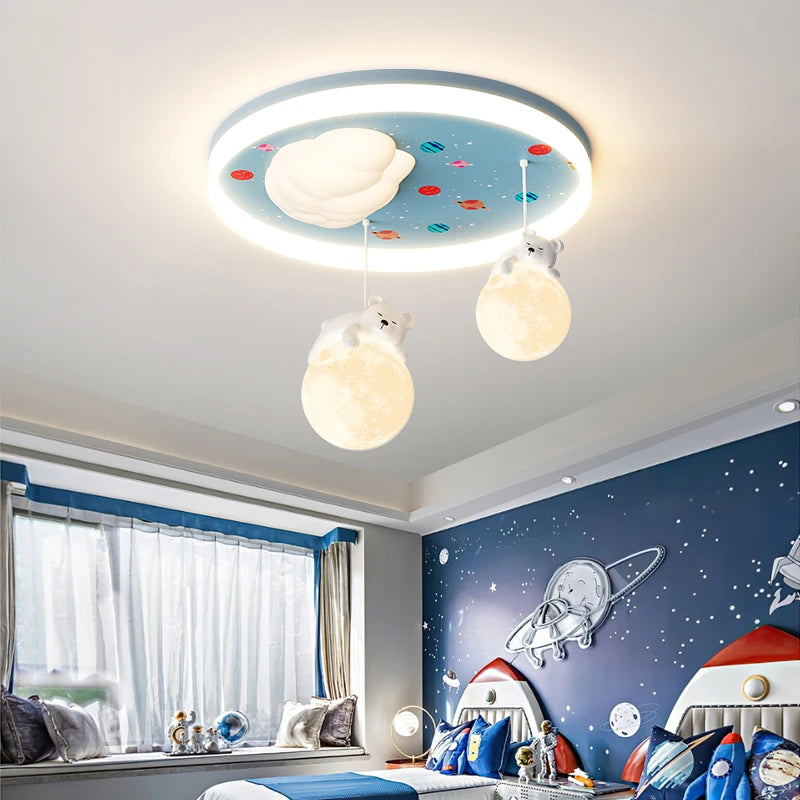 lustre led pour enfants avec motif ours et lapin