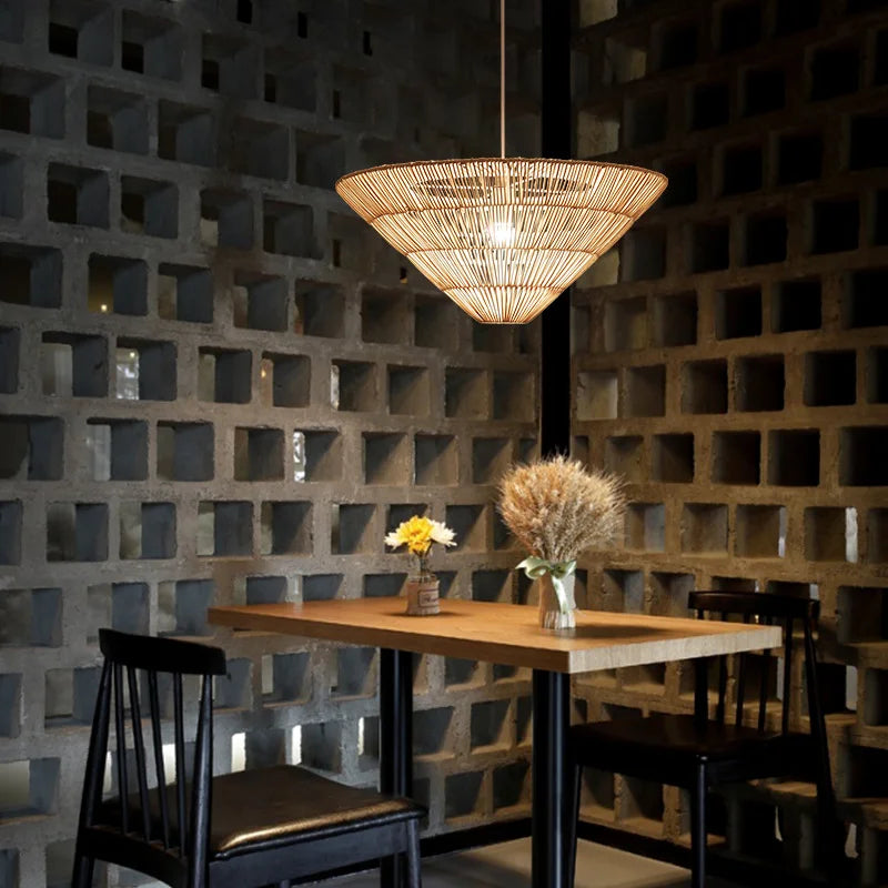 suspension en rotin style nordique fait main design wabi sabi