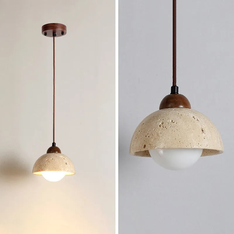 lustre en bois avec suspension et éclairage led