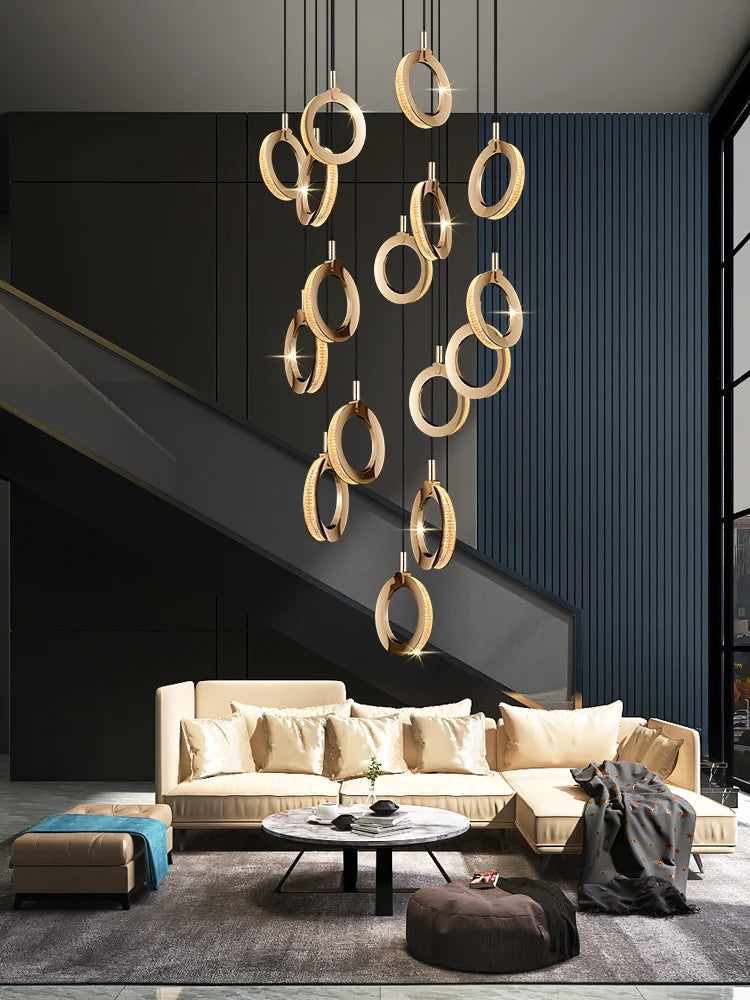 lustre de luxe moderne rotatif pour duplex nordique