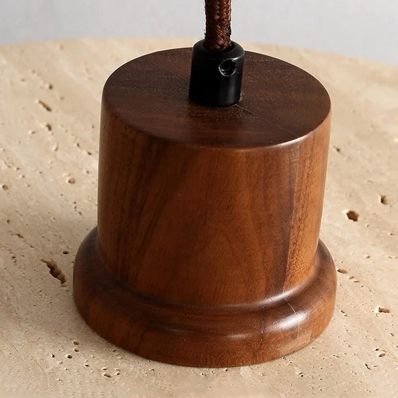 lustre en bois avec suspension et éclairage led