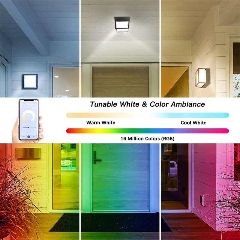 Applique murale intelligentes d'extérieur Tuya Wifi LED 10W Cube RGB App applique à intensité variable étanche jardin Alexa Google maison applique murale AC85-265V