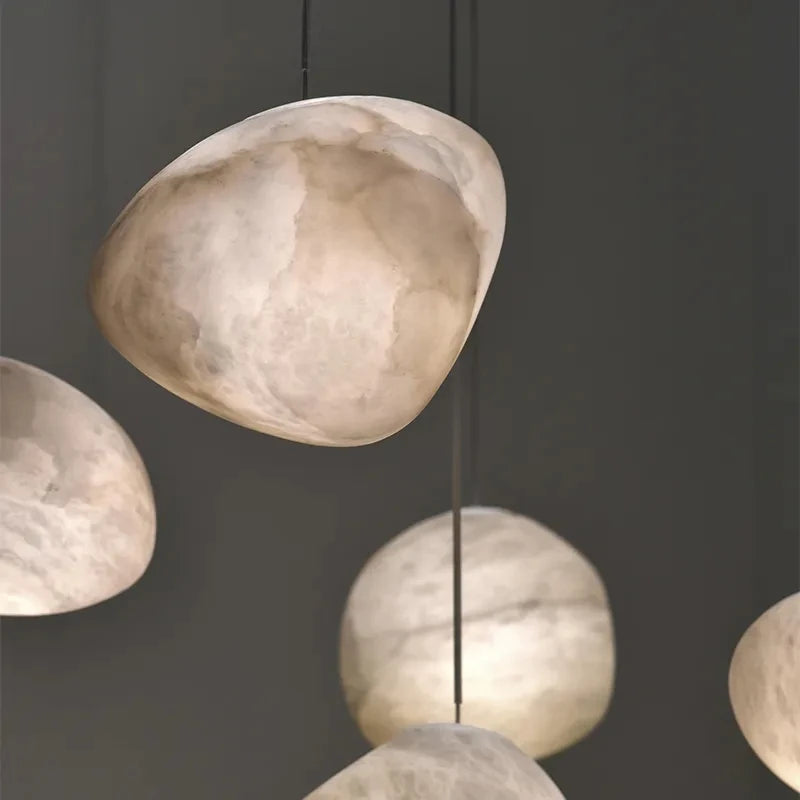 Suspension led en gypse flocon de neige avec texture marbre