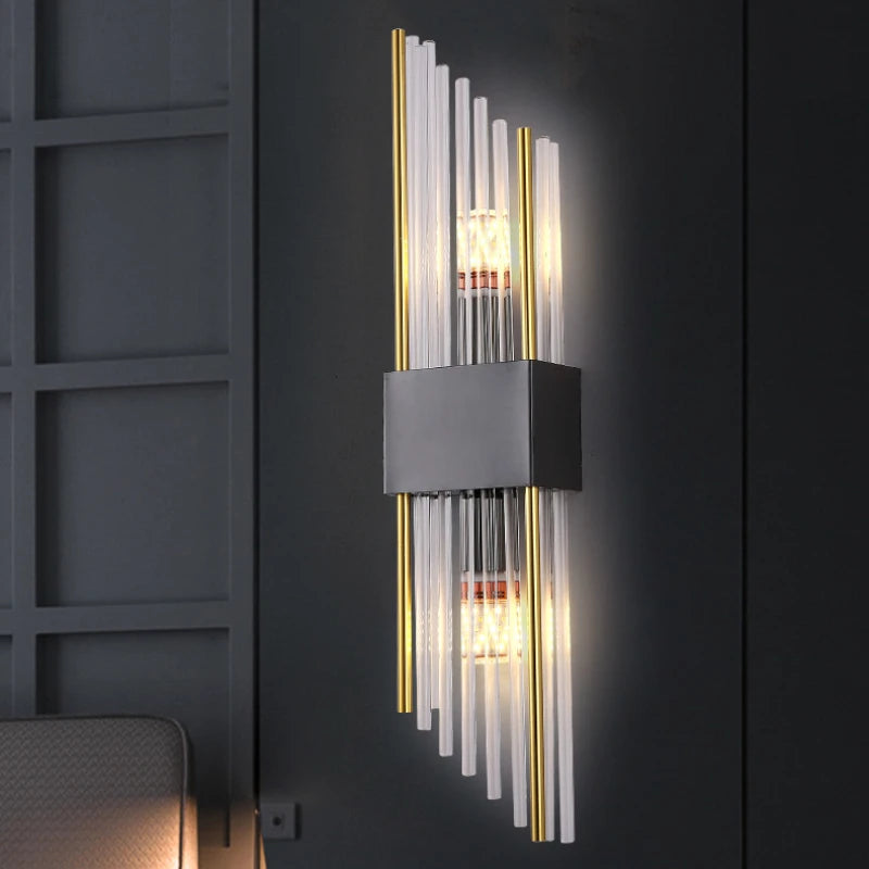 applique murale moderne double tête en cristal doré led