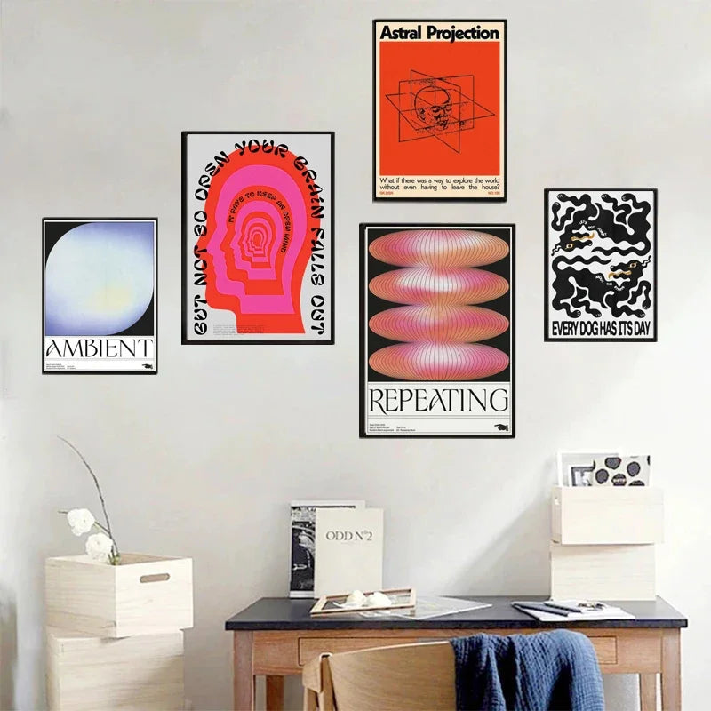 affiche rétro abstraite dégradé pour décoration murale