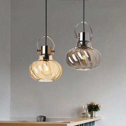 Suspension design LED en verre nordique décor loft bar