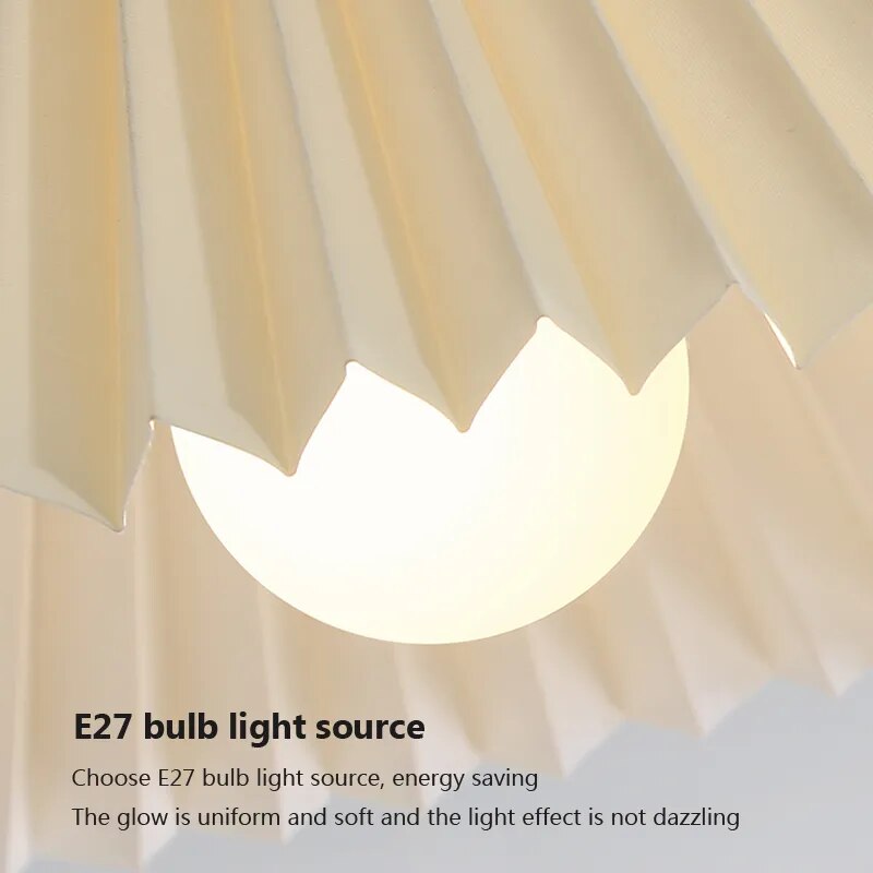 plafonnier moderne led bois tissu plissé