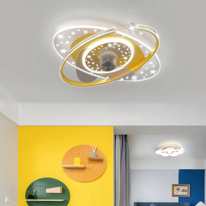 Plafonnier ventilateur de plafond à tête secouante 360 degrés led silencieux