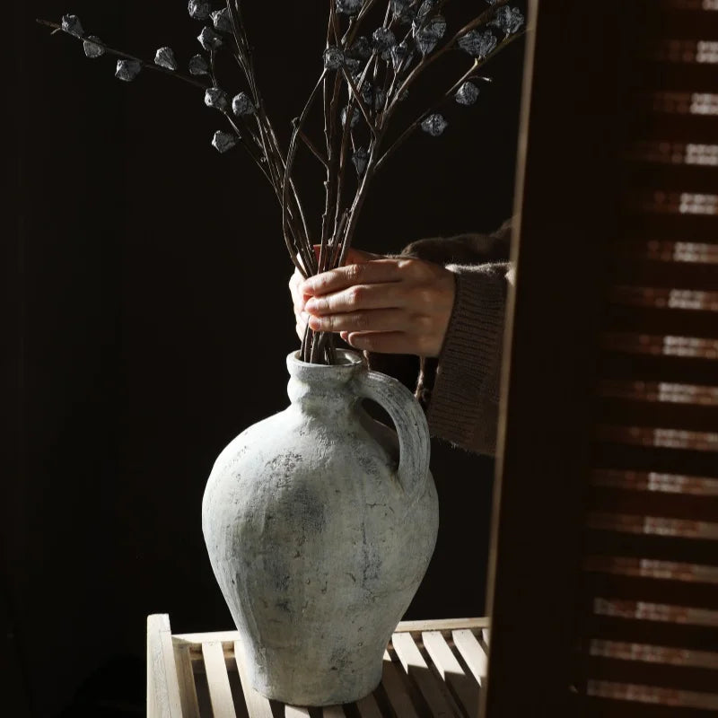 vase en céramique rétro fait à la main pour fleurs séchées décoratif