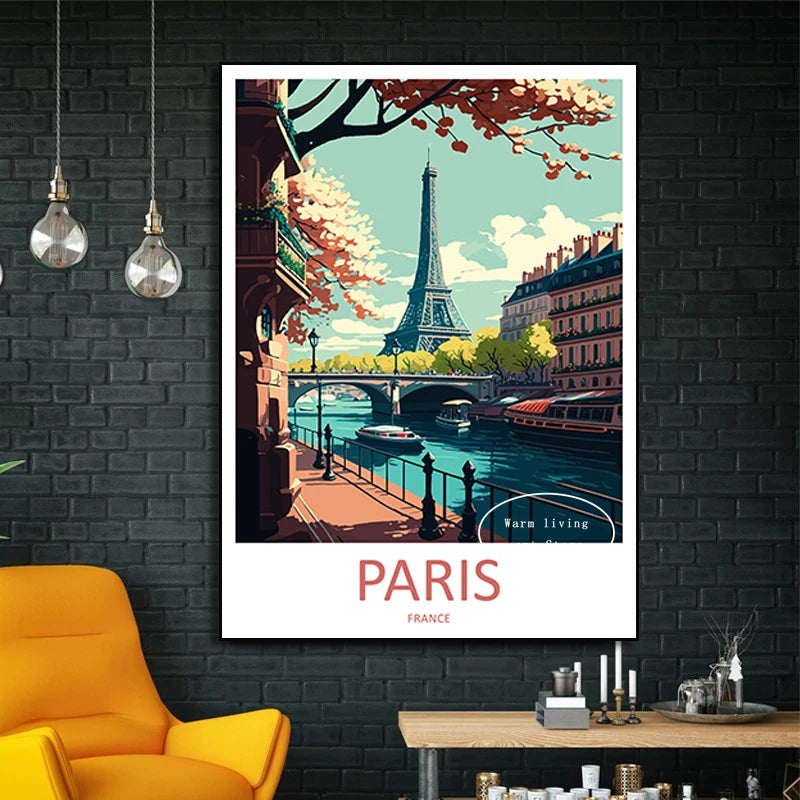 affiche de voyage sur toile paysages urbains célèbres