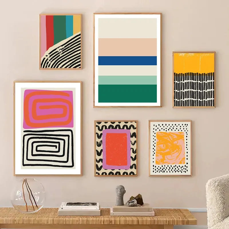 reproduction d'art abstrait coloré sur toile pour décoration intérieure