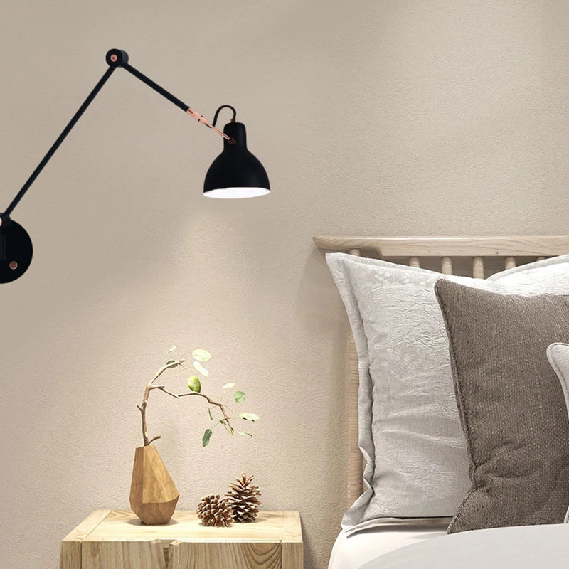 applique murale vintage à bras long pour lecture